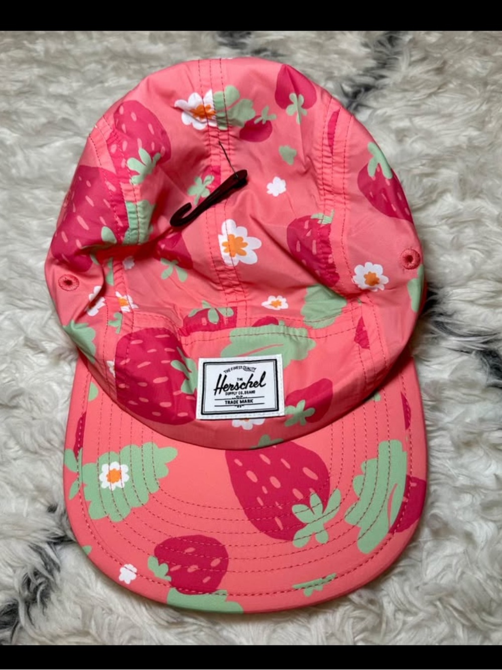 Herschel Supply Company Kids Coral Pink Strawberry Print Cap